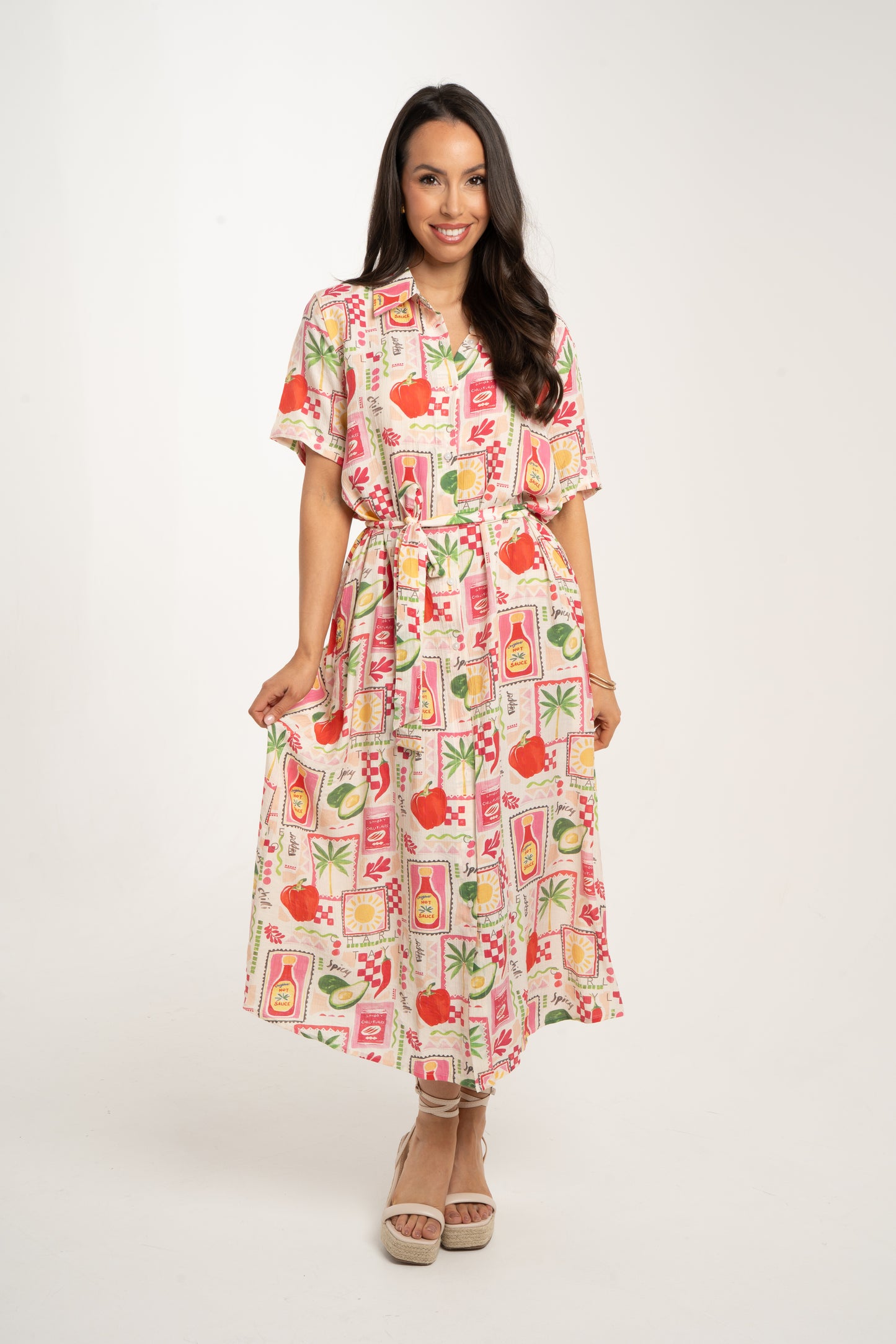 Millie Multi Print Dress In Pink Mix