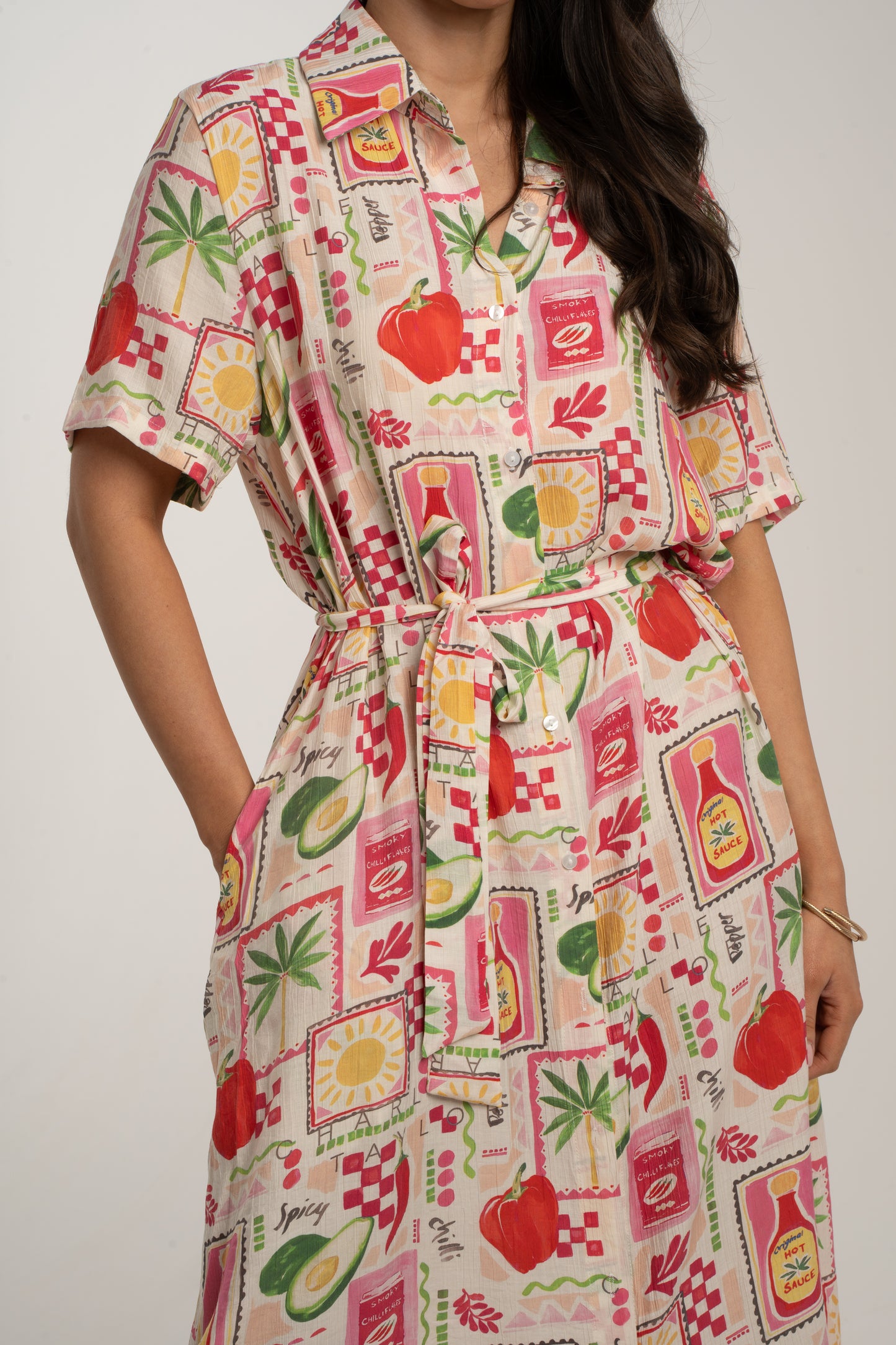 Millie Multi Print Dress In Pink Mix