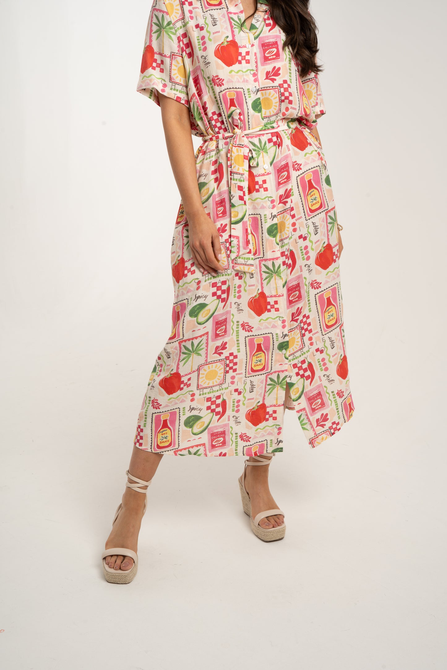 Millie Multi Print Dress In Pink Mix