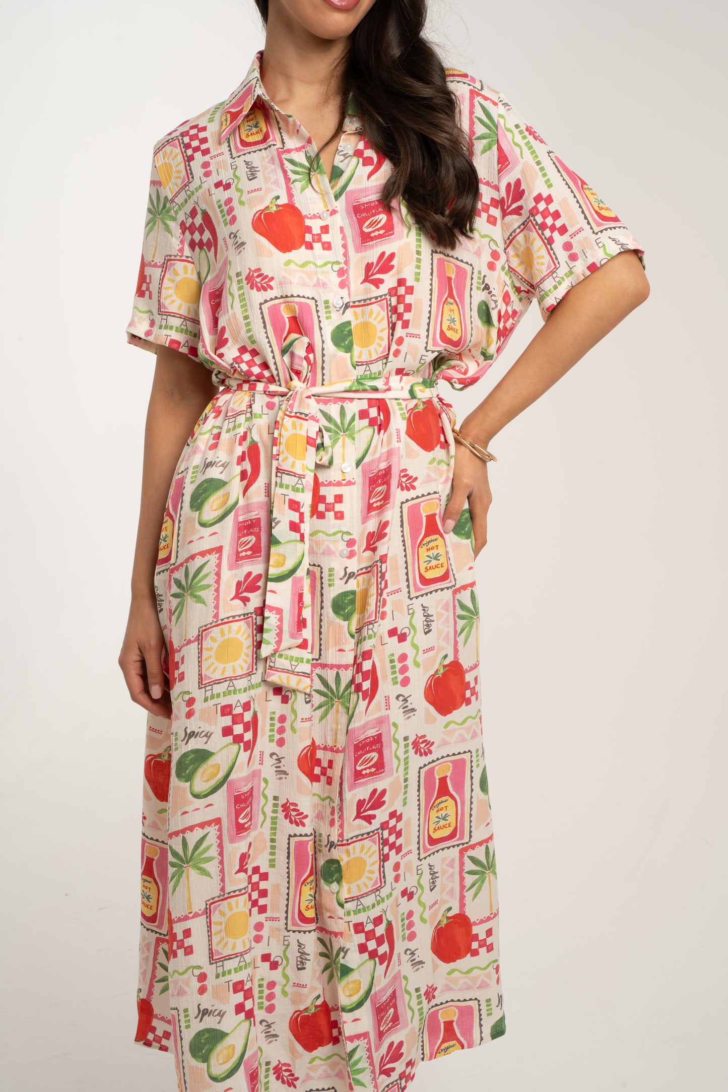 Millie Multi Print Dress In Pink Mix