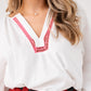 Millie Pink Floral Sleeve Blouse In White