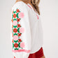 Millie Pink Floral Sleeve Blouse In White