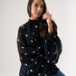 Millie Polka Dot Drape Top In Black
