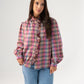 Millie Ruffle Front Check Shirt In Pink Mix
