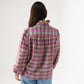 Millie Ruffle Front Check Shirt In Pink Mix