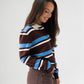 Millie Rugby Top In Coffee & Blue