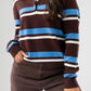 Millie Rugby Top In Coffee & Blue