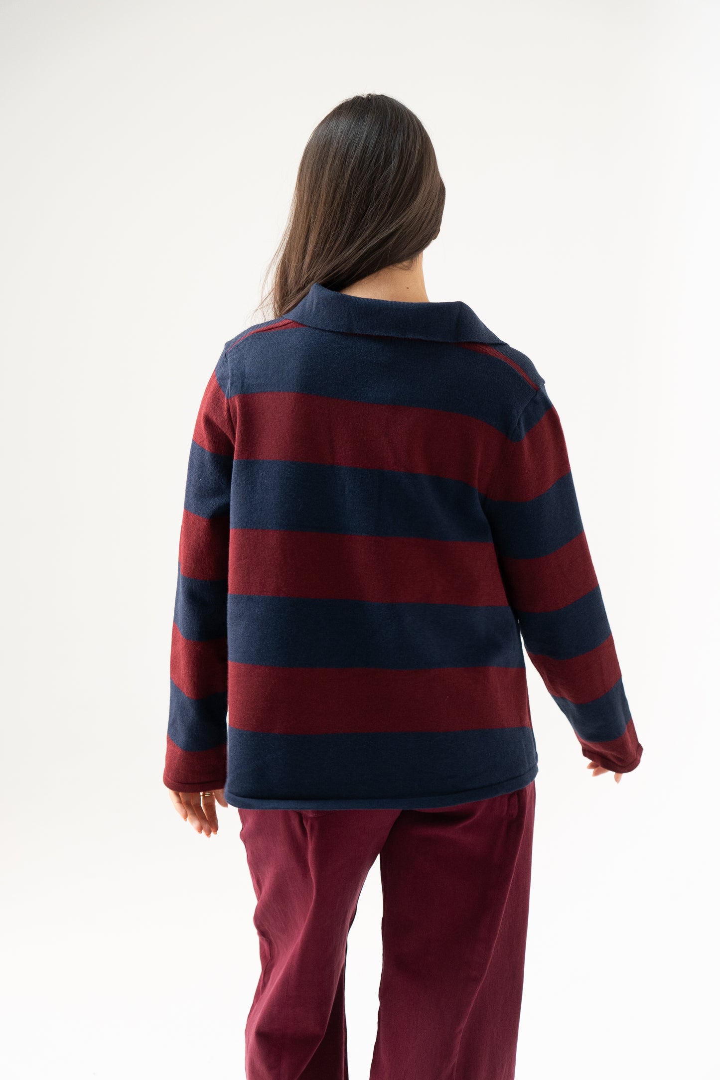 Millie Rugby Top In Navy & Red