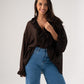Millie Sheer Ruffle Blouse In Chocolate