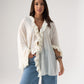 Millie Sheer Ruffle Blouse In Cream