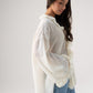 Millie Sheer Ruffle Blouse In Cream