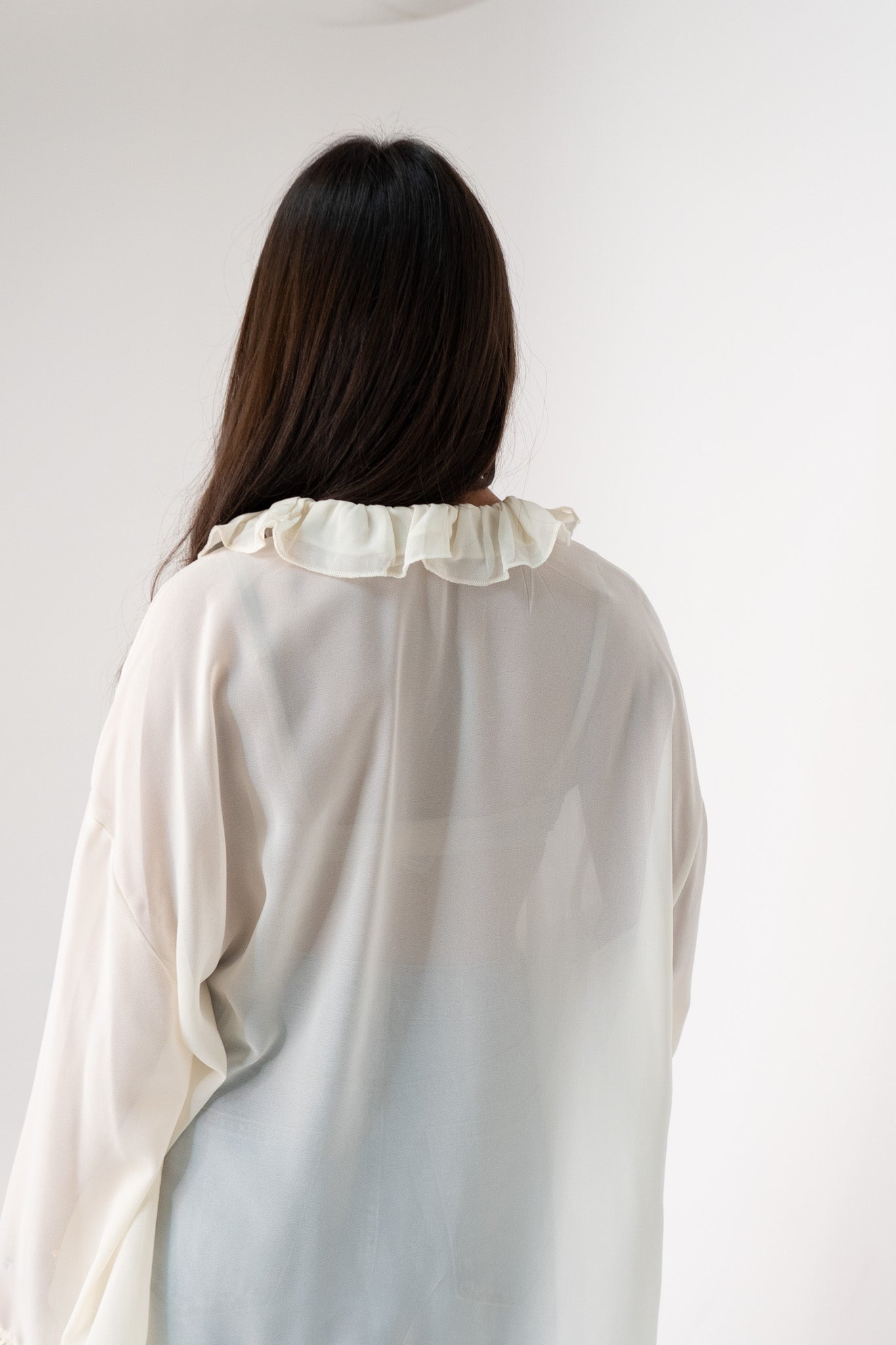 Millie Sheer Ruffle Blouse In Cream