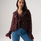 Millie Sheer Polka Dot Top In Wine