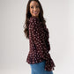 Millie Sheer Polka Dot Top In Wine