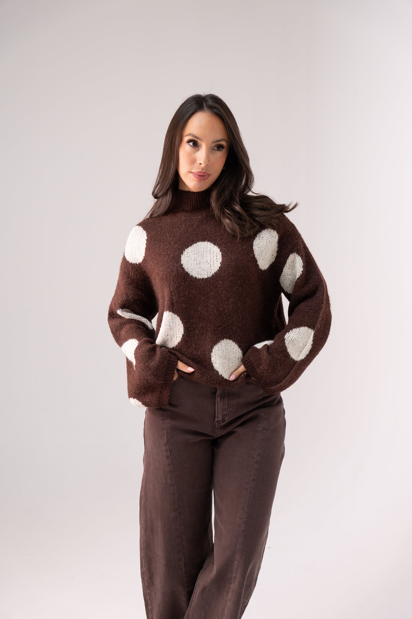 Millie Spotted Jumper In Coffee