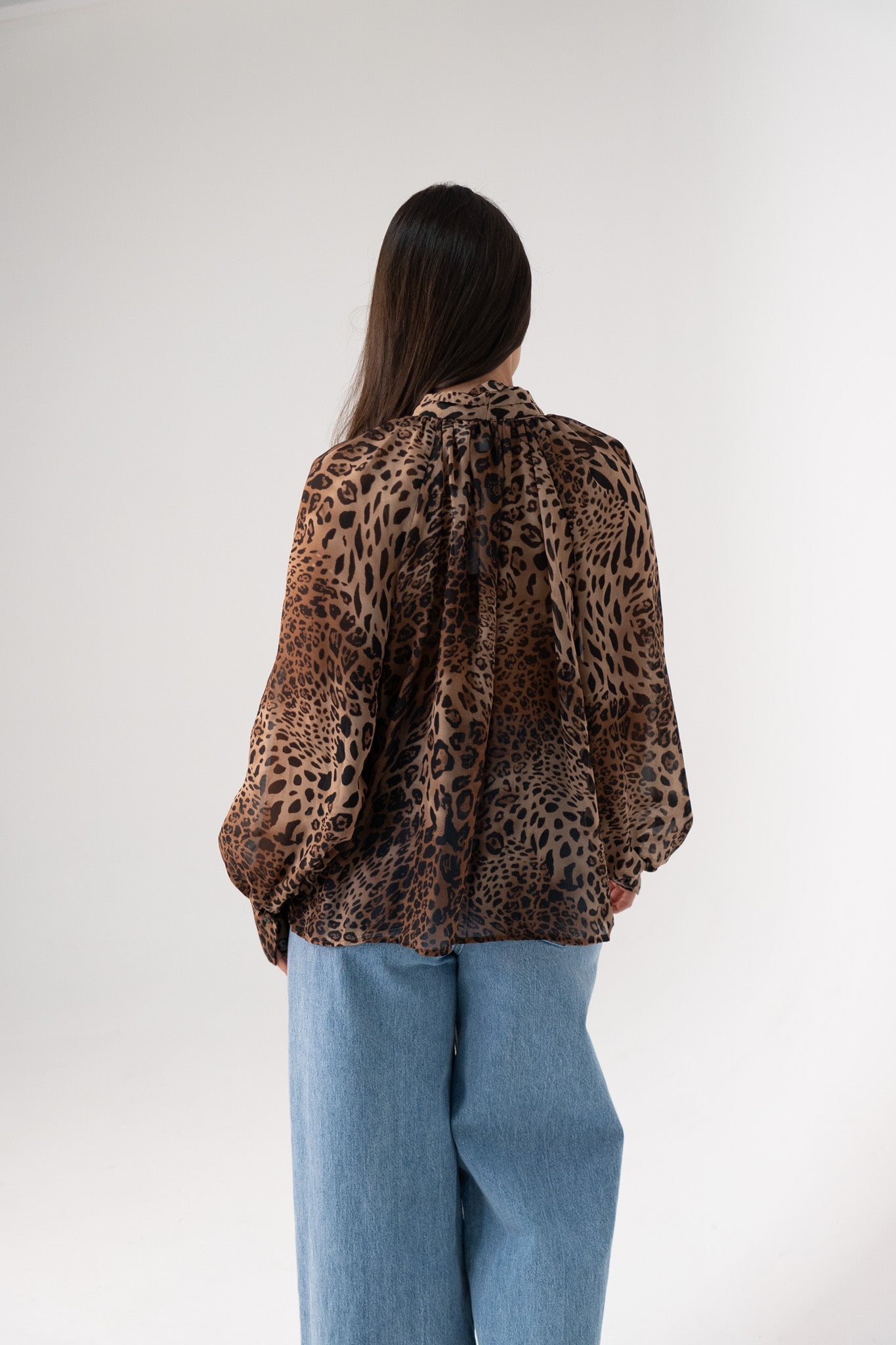 Millie Bow Neck Blouse In Leopard Print