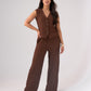 Millie Waffle Texture Trousers In Coffee