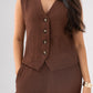 Millie Waffle Texture Waistcoat In Coffee