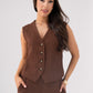 Millie Waffle Texture Waistcoat In Coffee