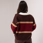 Millie Wine Stripe Rugby Top In Coffee