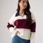 Millie Wine Stripe Rugby Top In Cream