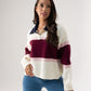 Millie Wine Stripe Rugby Top In Cream