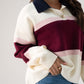 Millie Wine Stripe Rugby Top In Cream