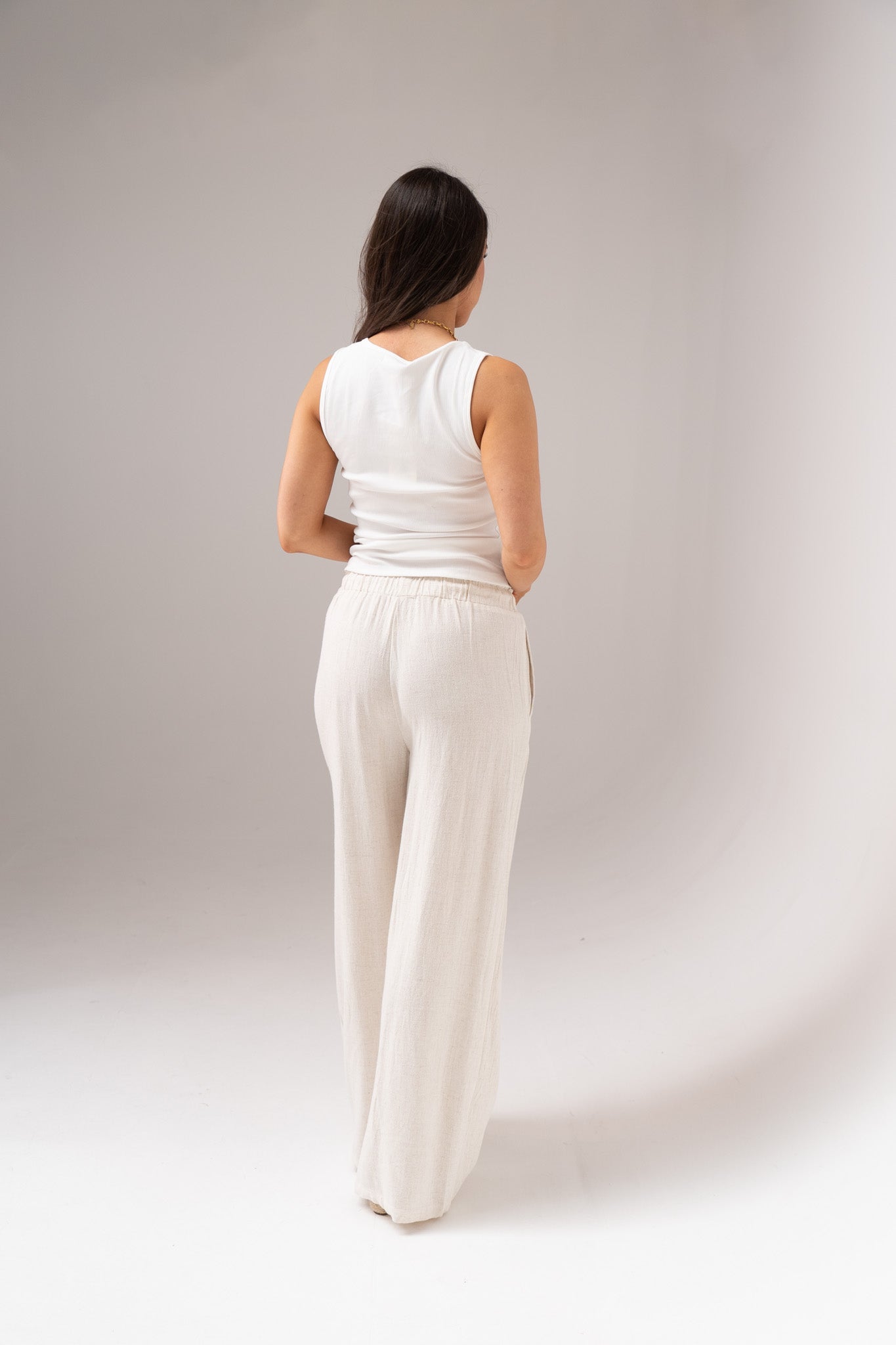 Millie Linen Mix Trousers In Neutral