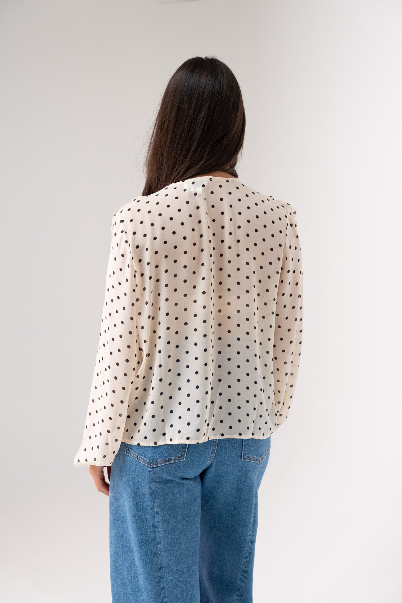 Millie Ruffled Polka Dot Blouse In Cream