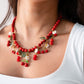 Olive Cherry Charm Necklace In Red