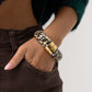 Olive Chunky Bangle In Leopard