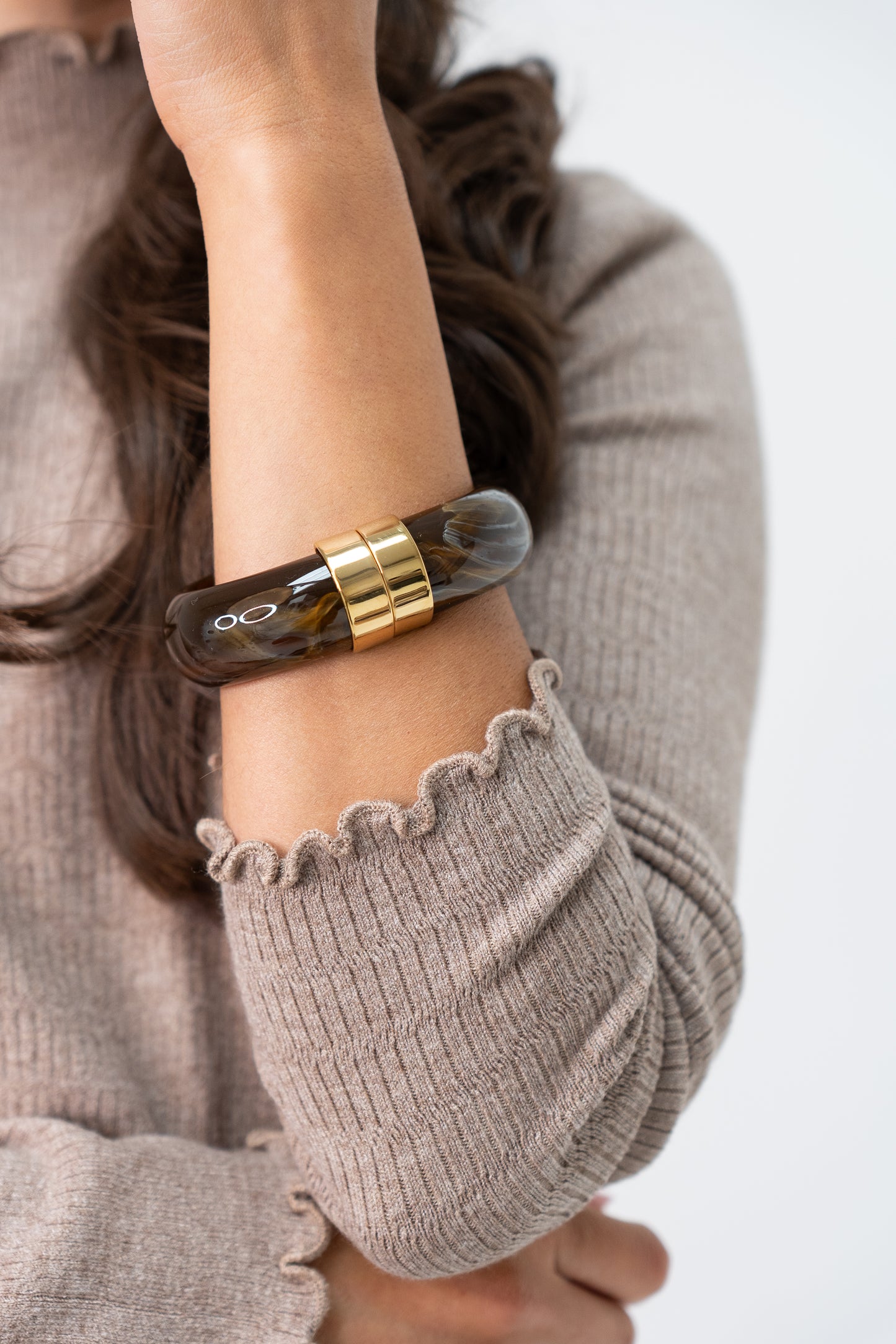 Olive Chunky Bangle In Taupe