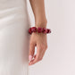 Olive Chunky Beaded Bracelet In Burgundy