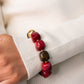 Olive Chunky Beaded Bracelet In Red & Brown