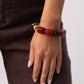 Olive Chunky Beaded Bracelet In Red & Brown