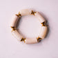 Olive Chunky Beaded Stretch Bracelet In Cream