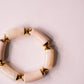 Olive Chunky Beaded Stretch Bracelet In Cream