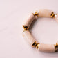 Olive Chunky Beaded Stretch Bracelet In Cream