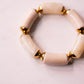 Olive Chunky Beaded Stretch Bracelet In Cream