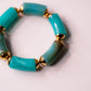 Olive Chunky Beaded Stretch Bracelet In Turquoise