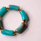 Olive Chunky Beaded Stretch Bracelet In Turquoise