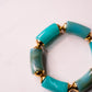 Olive Chunky Beaded Stretch Bracelet In Turquoise