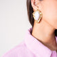 Olive Diamond Shape Pearl Earring In Neutral