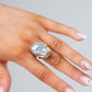 Olive Large Stone Ring In Blue