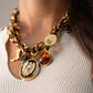 Olive Leopard Print Charm Necklace In Gold