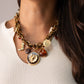 Olive Leopard Print Charm Necklace In Gold