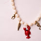 Olive Lobster Charm Necklace In White