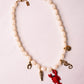 Olive Lobster Charm Necklace In White