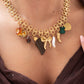 Olive Looped Charm Necklace In Gold