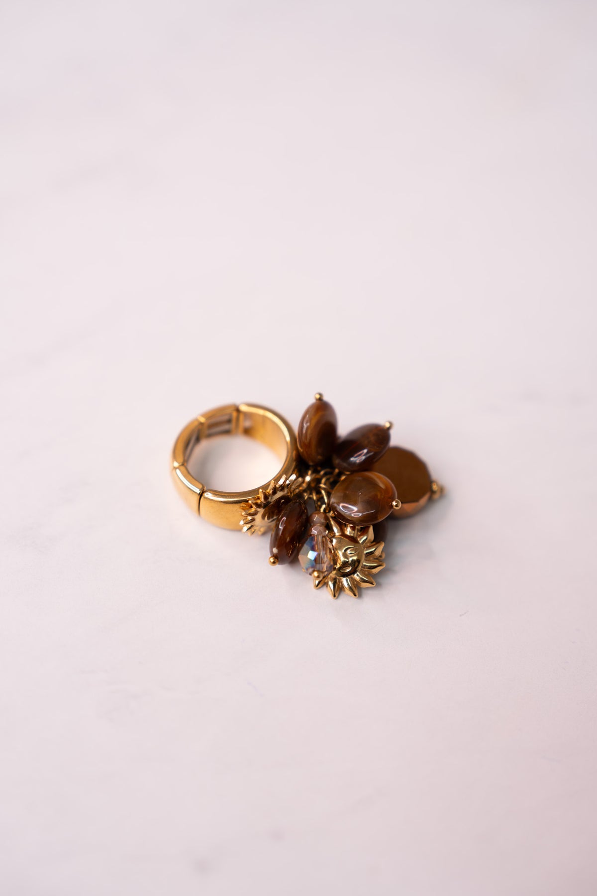 Olive Multi Beaded Ring In Brown